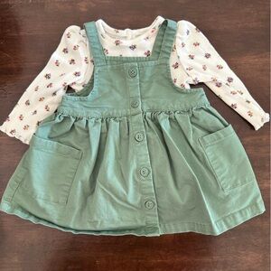 Green GAP Baby Dress with Floral Onesie